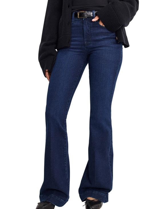 Good American Denim - Good American Mid-Rise Flare Dark Wash Denim Stretch Jeans 5-Pocket Plus 14-18